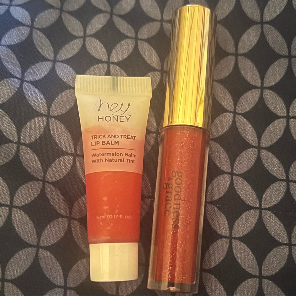 New honey lip balm and goodness and grace lip gloss